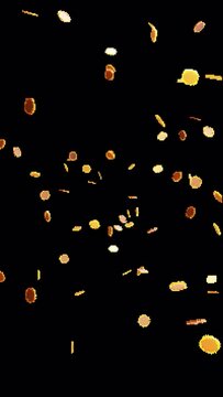 Vertical Pixelated Coins Flowing from Center 4k 30fps with Alpha