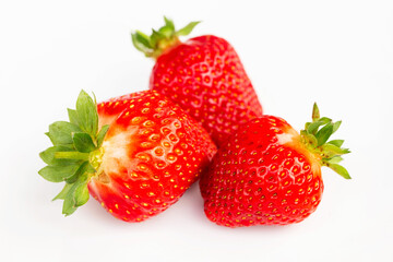 strawberry isolated on white background. fresh ripe strawberry fruit isolated on background.