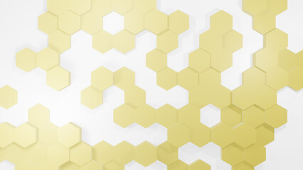 Fototapeta na wymiar Hexagonal background with yellow hexagons, abstract futuristic geometric backdrop or wallpaper with copy space for text