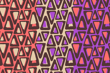 Seamless pattern with hand drawn pointed triangle shape inking scratches