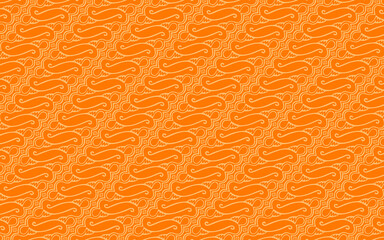 An illustration of famous Batik from Indonesia, known as Batik Parang with orange color theme. Batik Parang pattern