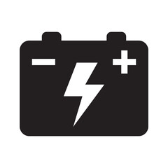 Car battery icon. Energy power accumulator. Automotive charge sign. Auto battery symbols isolated on white background. Vector illustration.