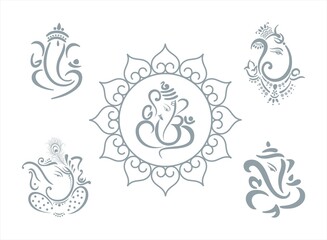 Naklejka na ściany i meble Ganesha, Aum, Hindu wedding card, Diwali, India 