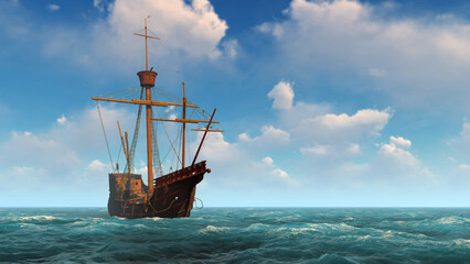 Spanish ship in the ocean © MICHAEL KUK