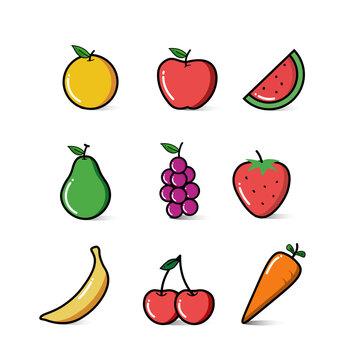 set of fruits vector 