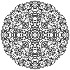 Anti-stress coloring book page for adults.Doodle pattern with ethnic mandala ornament.