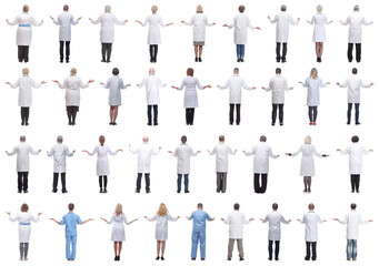 group of doctors standing with their backs isolated