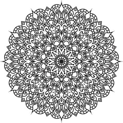 Anti-stress coloring book page for adults.Doodle pattern with ethnic mandala ornament.