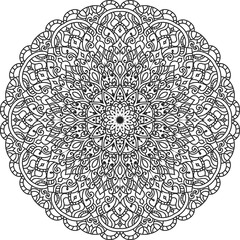Anti-stress coloring book page for adults.Doodle pattern with ethnic mandala ornament.