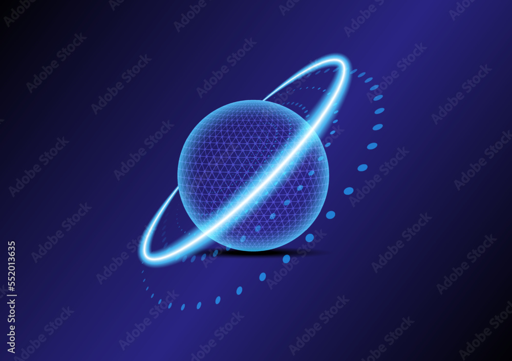 Poster technology abstract blue glow circle there is a pattern on the surface and the ring shines brightly.
