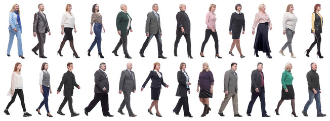 group of successful business people in motion isolated