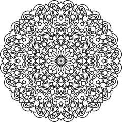 Anti-stress coloring book page for adults.Doodle pattern with ethnic mandala ornament.