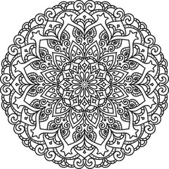 Mandala white background .Adult coloring page