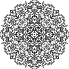 Vector abstract mandala pattern.Black and white illustration.Outline.Coloring page for coloring book.
