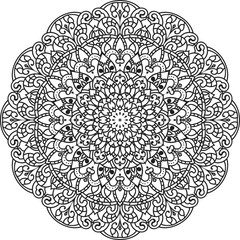Vector abstract mandala pattern.Black and white illustration.Outline.Coloring page for coloring book.