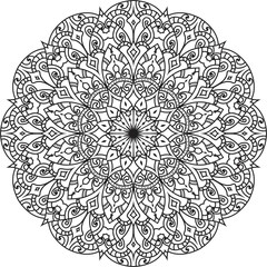Vector abstract mandala pattern.Black and white illustration.Outline.Coloring page for coloring book.