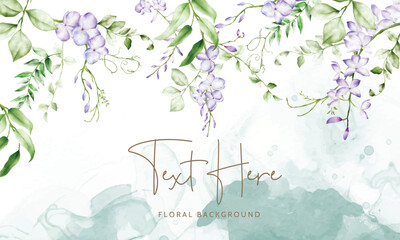 Elegant floral background template with purple flower