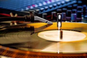 Equipment for broadcasting music. Disc jockey equipment. DJ turntables.