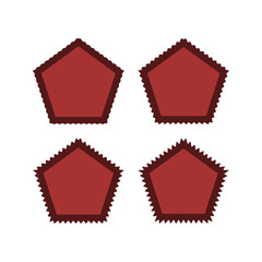 Zigzag Edge Red Pentagon Stroke Shapes