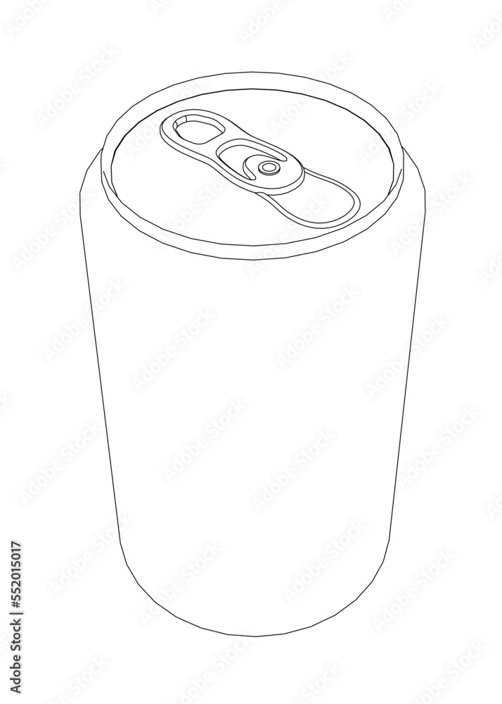 Aufkleber outline of a can for drinks from black lines isolated on a white background. isometric view. 3d. vec