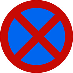 No stopping red road sign or traffic sign. Street symbol illustration.