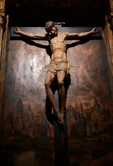 polychrome sculpture of Christ crucified in the cathedral