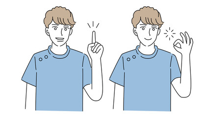 医師、または歯科医師の男性のイラストセット