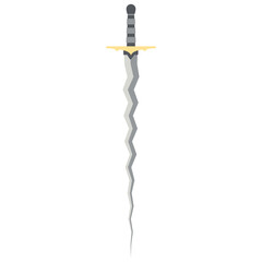 Sword Zigzag Long Keris One Handed Two Side Sharp Swords Knight Weapon