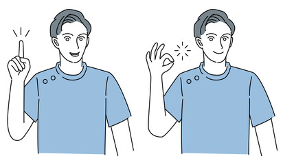 医師、または歯科医師の男性のイラストセット