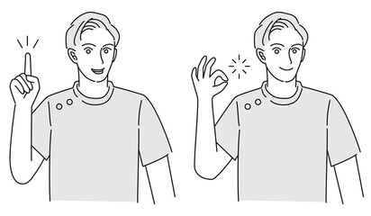 医師、または歯科医師の男性のイラストセット