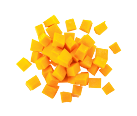 A group of cut and slice butternut squash chunks on transparent png