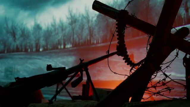 installation of military operations during the Second World War military weapons in the trench