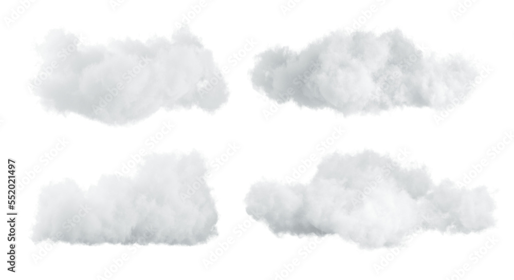 Aufkleber Soft clouds shape cut out transparent backgrounds special effect 3d rendering png file