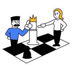 Vector illustration. Employees, managers working together, creating business strategy. Analytics and new vision. Concept of business