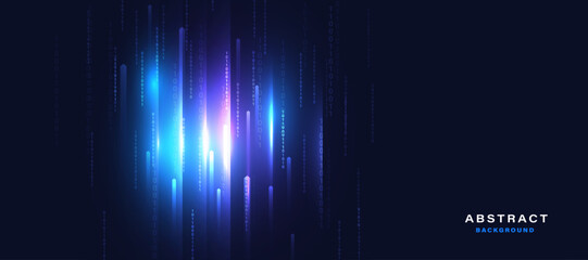 Blue technology background with motion neon light effect.Vector illustration.	
