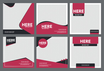 Dark Gray and Viva Magenta color minimal square social media post on transparent background.