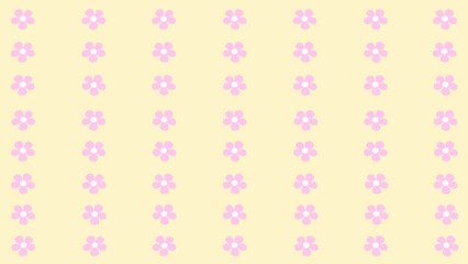 pattern with pink flowers on yellow background