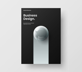 Bright realistic balls brochure layout. Clean front page A4 design vector concept.