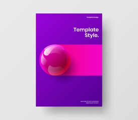 Isolated pamphlet A4 vector design concept. Fresh 3D spheres corporate brochure layout.
