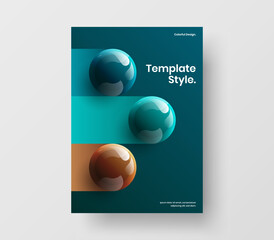 Creative cover A4 design vector template. Original 3D spheres pamphlet illustration.
