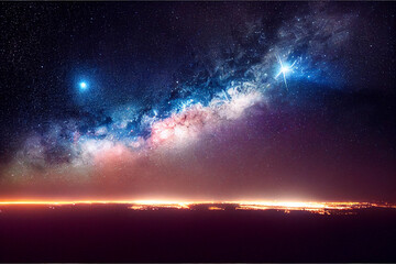 Galaxy starrynight fantasy background illustration. Digital artwork.