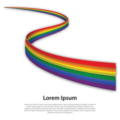 Waving ribbon or banner with flag of LGBT pride