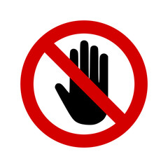 Stop hand logo template illustration. suitable  for no entry or entrance forbidden and dont touch sign - obrazy, fototapety, plakaty