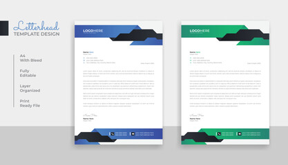 Professional minimalist colorful corporate letterhead template design