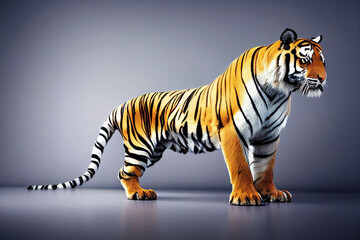 Tiger standing in studio setting (Generative AI)