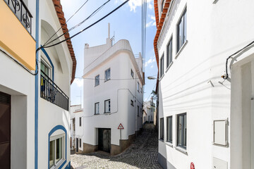 Fototapeta na wymiar Whitewashed architecture of hilly Monchique, south of Portugal