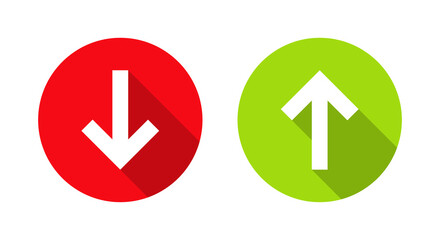 Down and up arrows icon vector isolated on circle background. Download and upload sign symbol