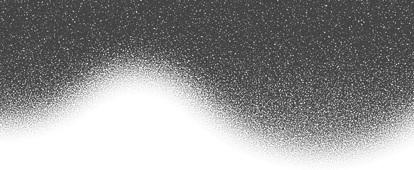 Black Noise Stippled Dots Halftone Pattern Isolated PNG Smooth Wave Grunge Border