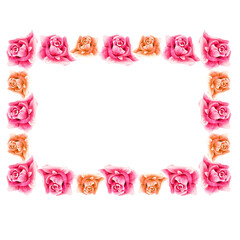 Frame made of  watercolor roses