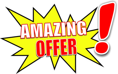 the word amazing offer on a red rubber stamp